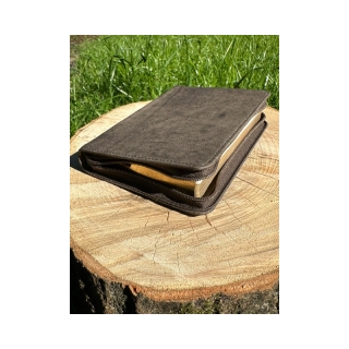 Die Bibel - Pocketausgabe (Softcover, braun/grau, Leder mit Reißverschluss)